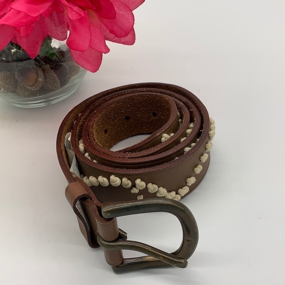Gap Brown Leather Belt knotted embellishments L